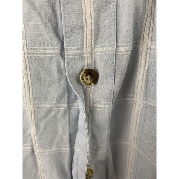 Browning Mens Large Button Up Short Sleeve Plaid Embroider Logo Pocket Outdoors - Picture 3 of 9